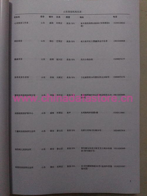 山東美容院企業(yè)黃頁收錄了最新的山東美容院企業(yè)名單，具有極高的營銷價(jià)值，實(shí)實(shí)在在提高銷售業(yè)績